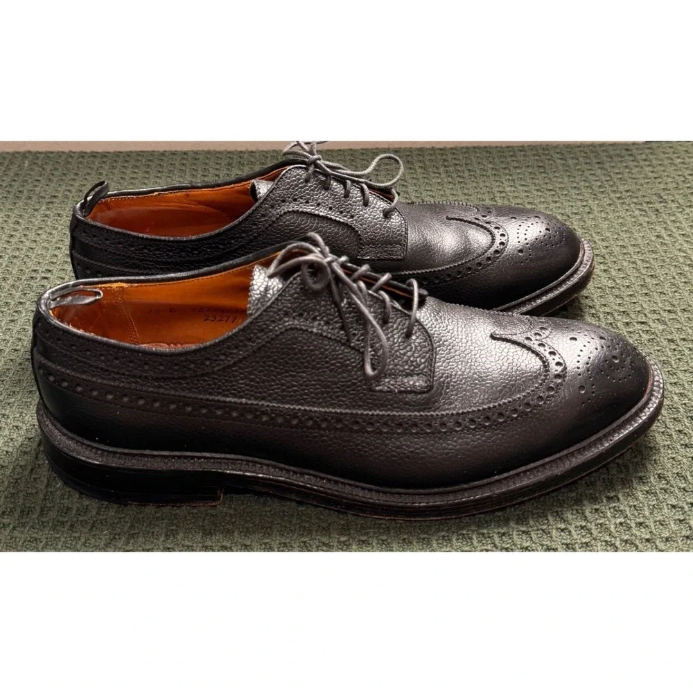 Brooks Brothers Black Fleece 1818 Mens Black Pebbled Leather Wingtip Oxfords 10D